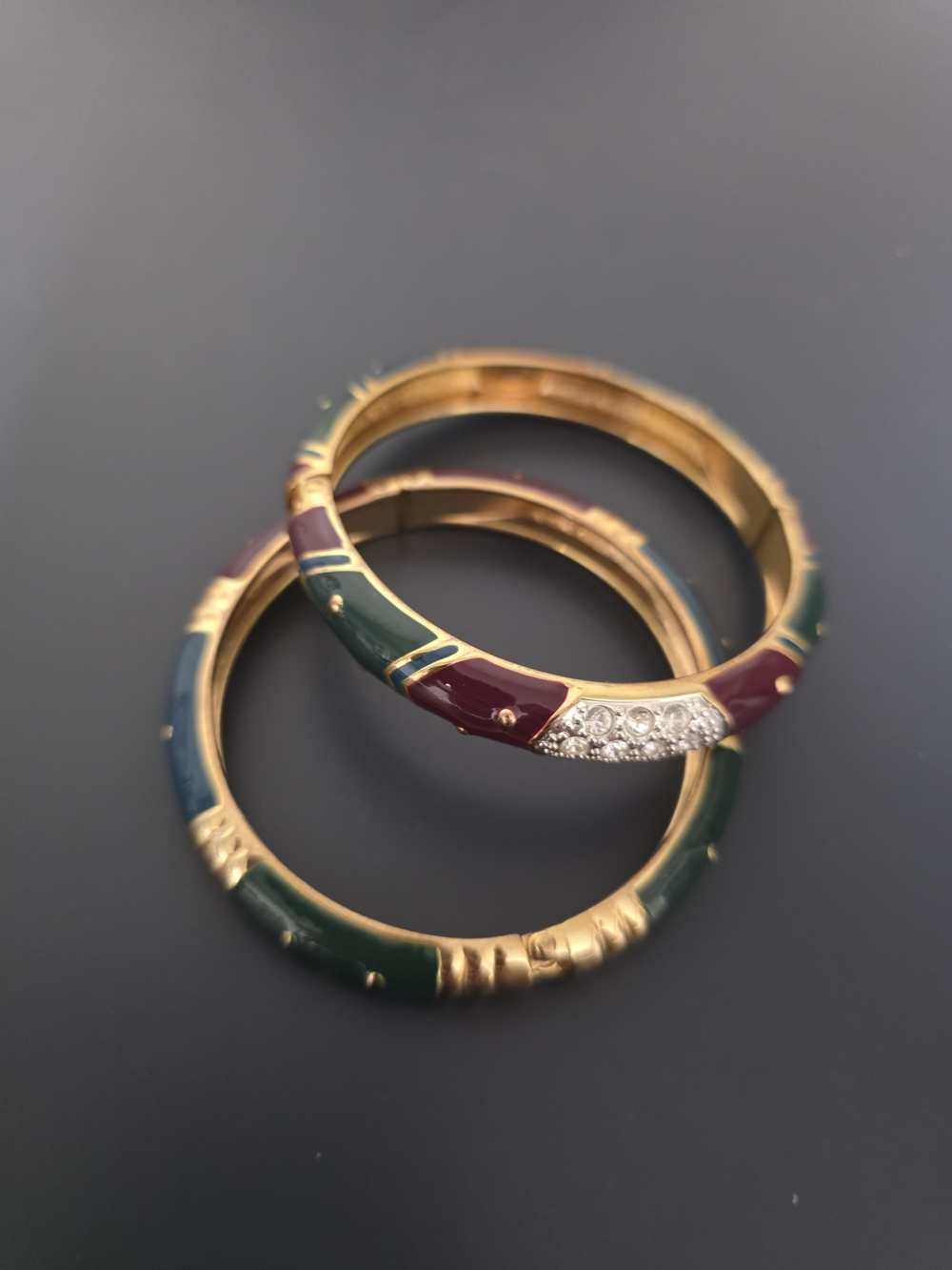 Joan Rivers Tri-Color Enamel Bangle Set with Crystal Accent